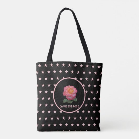 Mooie roze en roze sterren tote bag (Achterkant)
