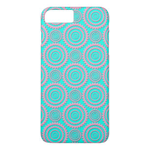 Mooie Roze en Turquoise Geometrische Patroon iPhone 8/7 Plus Hoesje