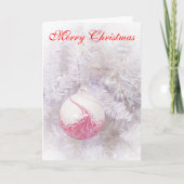 Mooie roze en witte Bauble Christmas Kaart (Voorkant)