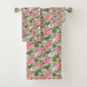 Mooie roze en witte bloemen bad handdoek (Insitu)