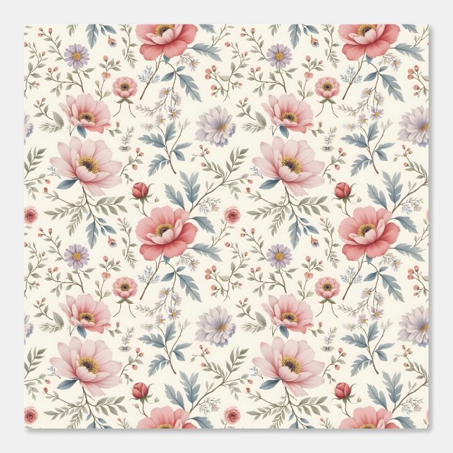 Mooie roze en witte bloemen behang (Voorkant)