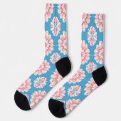 Mooie Roze en Witte Bloemrijke Mandala Sokken (Links)