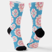 Mooie Roze en Witte Bloemrijke Mandala Sokken (Gebogen)