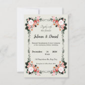 Mooie roze en witte blos bloemenbruiloft kaart (Voorkant)