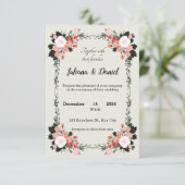 Mooie roze en witte blos bloemenbruiloft kaart (Staand voorkant)