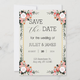 mooie roze en witte Blush Bloemen Save The Date