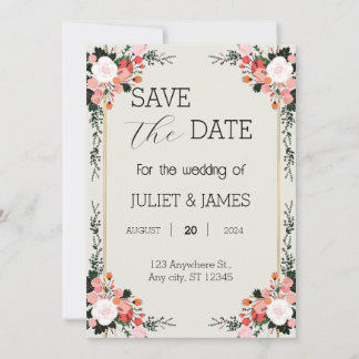 mooie roze en witte Blush Bloemen Save The Date