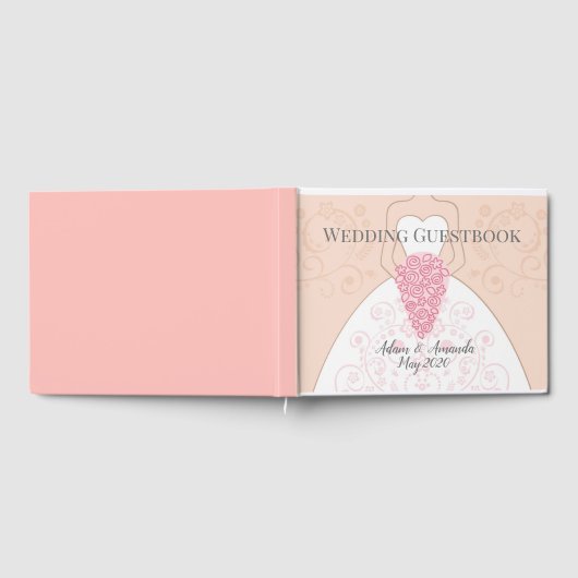 Mooie roze en witte bruidbruiloft gastenboek (Volledig)