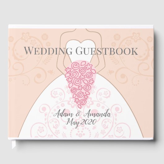 Mooie roze en witte bruidbruiloft gastenboek (Voorkant)