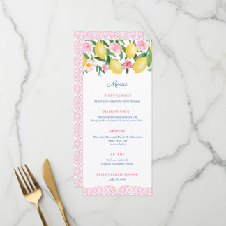 Mooie Roze En Witte Citrus Bruidsontbijt Menu