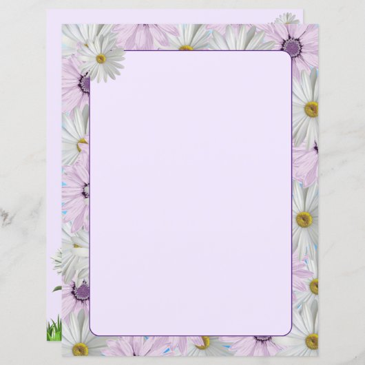 Mooie Roze en Witte Daisies 8,5 x 11 (Voorkant / Achterkant)