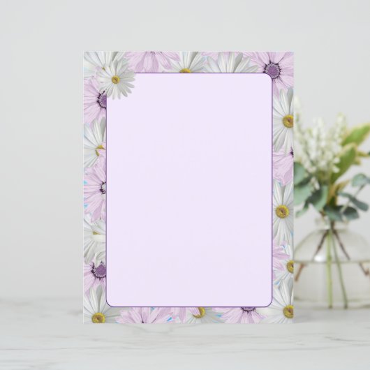 Mooie Roze en Witte Daisies 8,5 x 11 (Staand voorkant)