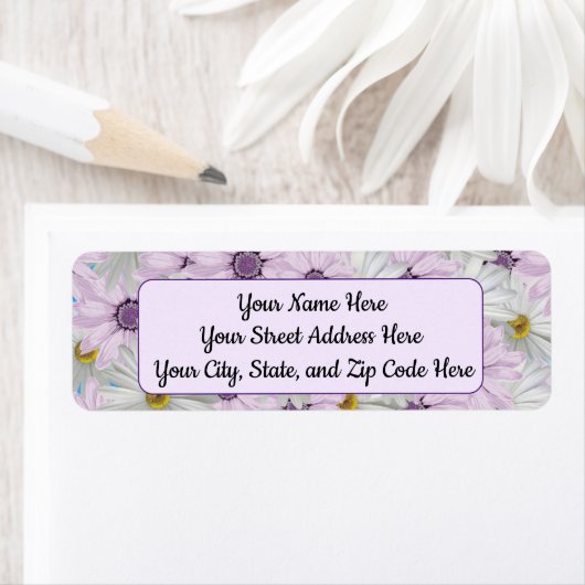 Mooie Roze en Witte Daisy Floral Labels (Insitu)