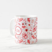 Mooie roze en witte Floral Koffiemok (Voorkant links)