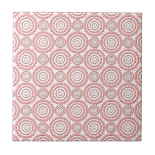 Mooie Roze en Witte Geometrische Cirkels Patroon Tegeltje