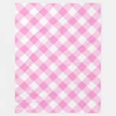 Mooie roze en witte geruite stof fleece deken (Voorkant)