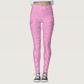 Mooie roze en witte geruite stof leggings (Voorkant)