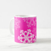 Mooie roze en witte Kerstsneeuwvlokken Koffiemok (Voorkant links)