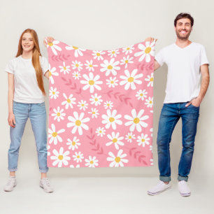 Mooie Roze en Witte Madeliefjes Bloemige Naadloos Fleece Deken