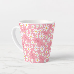 Mooie Roze en Witte Madeliefjes Bloemige Naadloos Latte Mok