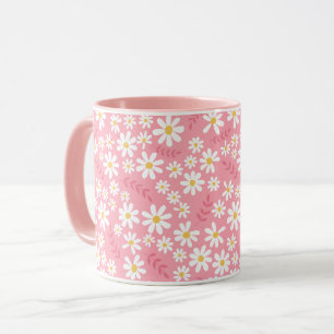 Mooie Roze en Witte Madeliefjes Bloemige Naadloos Mok