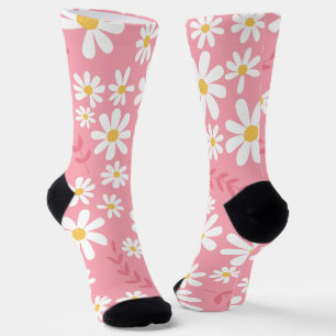 Mooie Roze en Witte Madeliefjes Bloemige Naadloos  Sokken