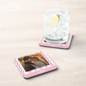 Mooie roze en witte monogramfoto bier onderzetter (Rechterzijde)