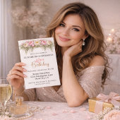 Mooie Roze en Witte Pioen 40e Verjaardag Kaart