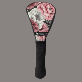 Mooie Roze en Witte Pioen Personalized Golfheadcover