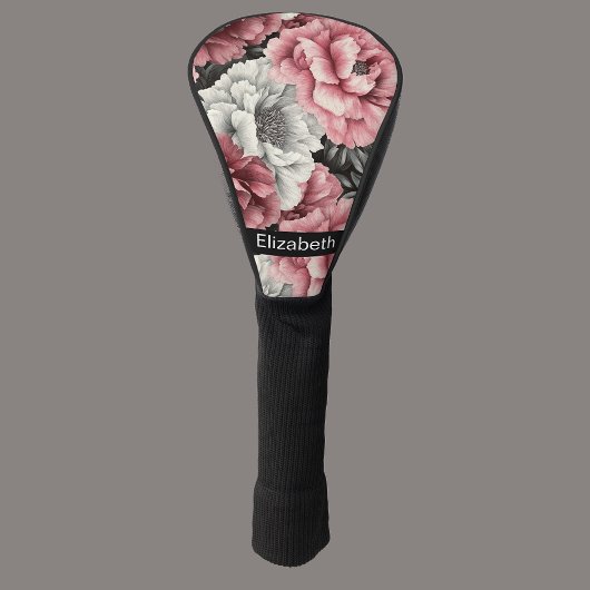 Mooie Roze en Witte Pioen Personalized Golfheadcover