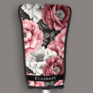 Mooie Roze en Witte Pioen Personalized Golfheadcover