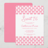 Mooie roze en witte puzzel geruit zoet 16 kaart (Voorkant / Achterkant)