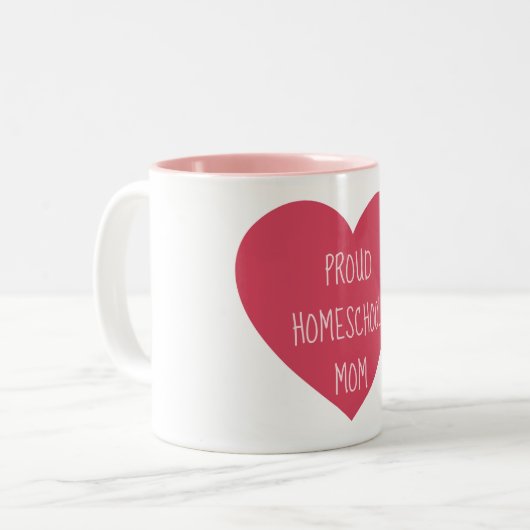 Mooie roze en witte roedel Homeschool mama Tweekleurige Koffiemok (Voorkant links)