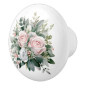 Mooie roze en witte roos boeket keramische knop (Rechts)
