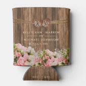 Mooie roze en witte rozen op hout blikjeskoeler (Achterkant)