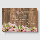 Mooie roze en witte rozen op hout - Guestbook Gastenboek (Voorkant)