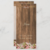 Mooie roze en witte rozen op hout - Menu (Voorkant / Achterkant)