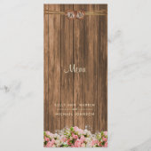 Mooie roze en witte rozen op hout - Menu (Voorkant)