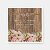 Mooie roze en witte rozen op hout servet (Voorkant)