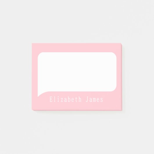 Mooie roze en witte spreekwolk gepersonaliseerd  post-it® notes (Voorkant)