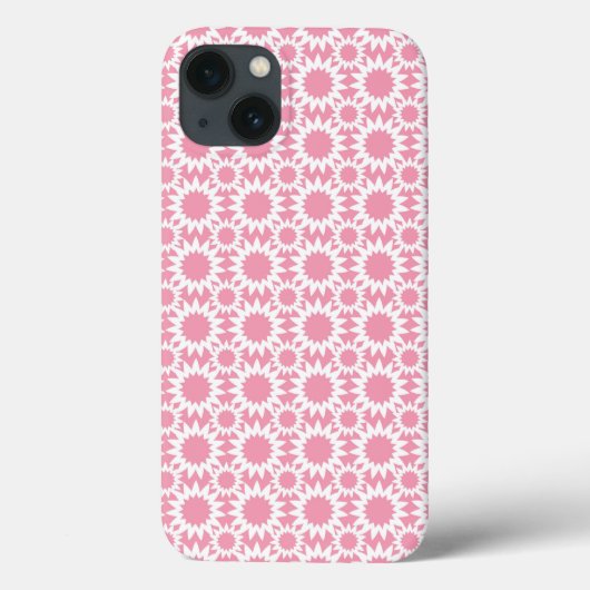 Mooie Roze en Witte Ster Bloem Patroon Case-Mate iPhone Case (Achterkant)