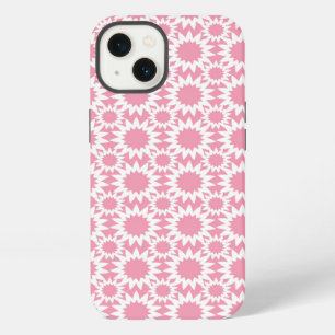 Mooie Roze en Witte Ster Bloem Patroon iPhone 13 Hoesje