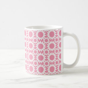 Mooie Roze en Witte Ster Bloem Patroon Koffiemok