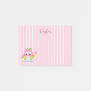 Mooie Roze en Witte Strepen Roze Uil Post-it® Notes