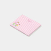 Mooie Roze en Witte Strepen Roze Uil Post-it® Notes (Schuin)