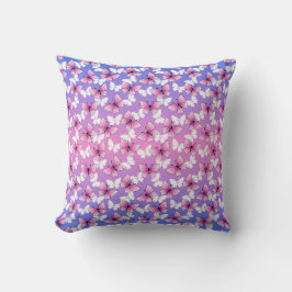 Mooie Roze en Witte Vlinder Worp Kussen