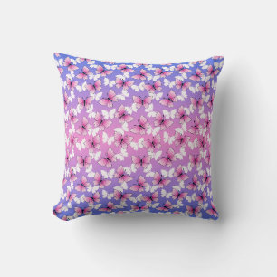 Mooie Roze en Witte Vlinder Worp Kussen