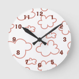 Mooie Roze en Witte Wolken Acryl Wandklok
