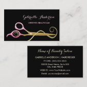 Mooie roze en zwarte FAUX Glitz Schaar Visitekaartje (Voorkant / Achterkant)