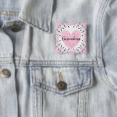Mooie Roze en Zwarte Oma Baby Shower Knop Vierkante Button 5,1 Cm (In situ)